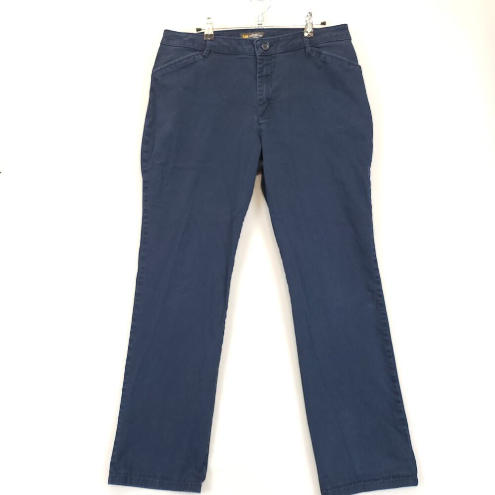 Lee Chino Pants‎ Relax Fit Straight Leg Women 12 Mid Rise Blue Workwear Uniform